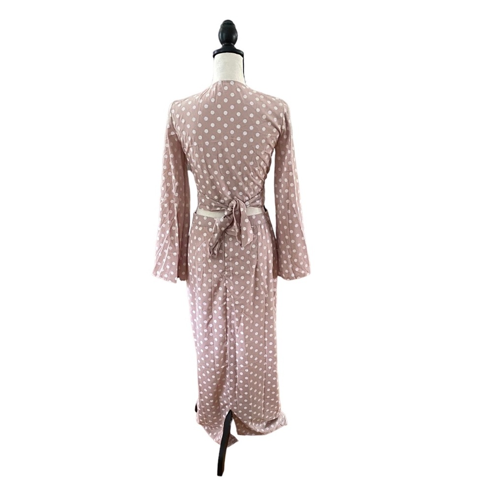 Polka Dot Flare Sleeve Wrap Top and Maxi Skirt - Picture 2 of 2